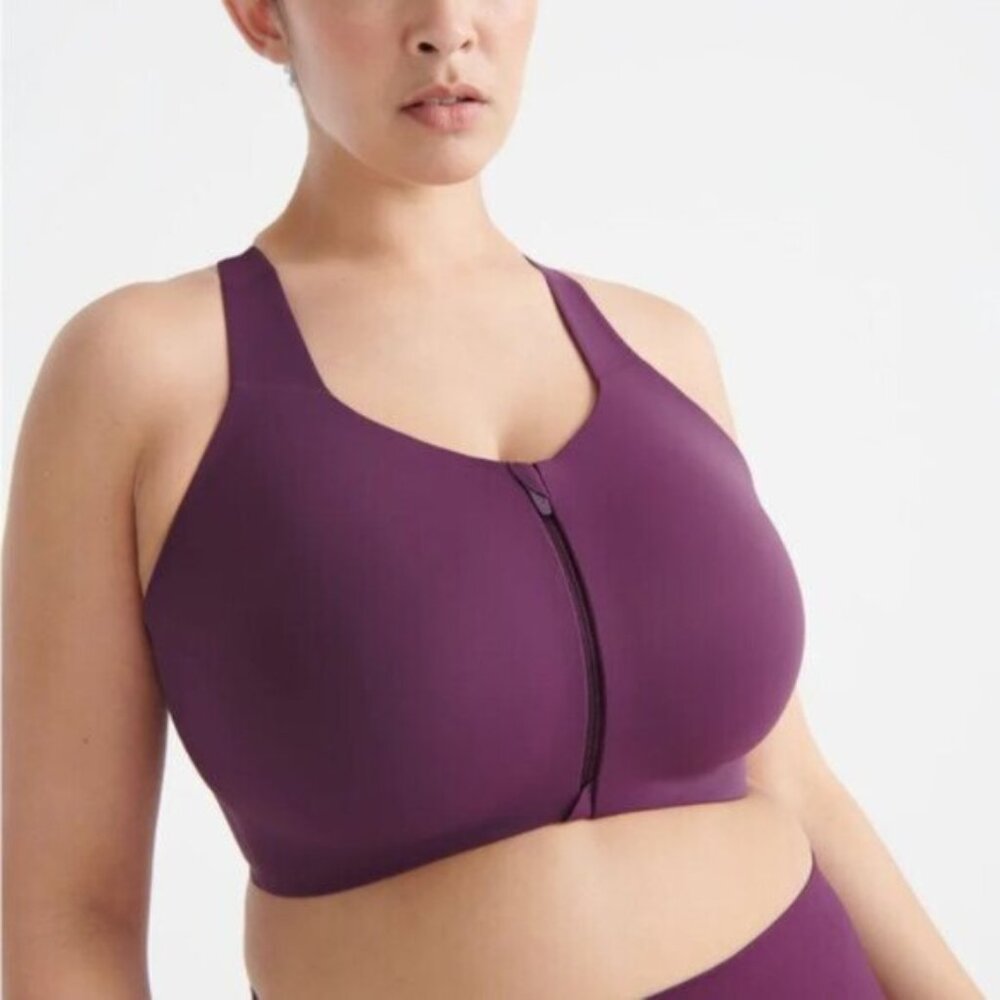 NWT Knix Catalyst Front Zip Sports Bra Berry Purple